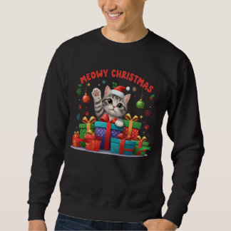 Moletom Meowy Christmas Gift Cat – Cute Holiday T-Shirt