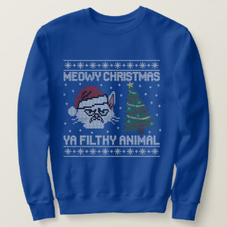Moletom Meowy Christmas Ya Filthy Animal - Cat Head Design