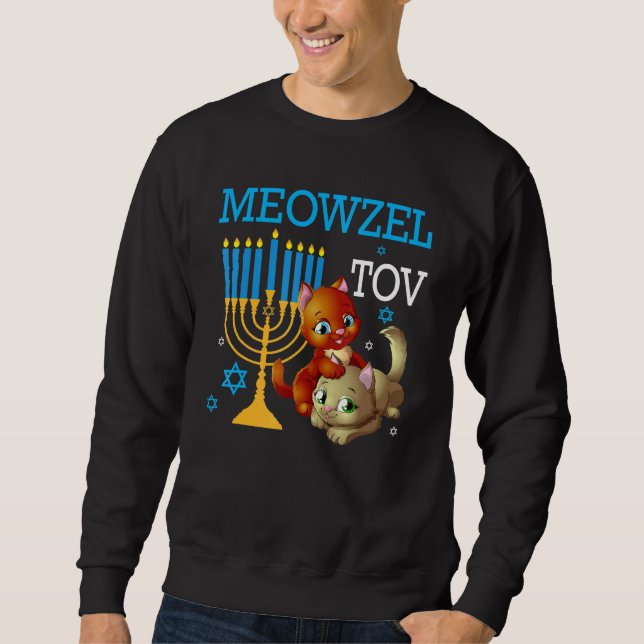 Moletom Meowzel Tov Chanukah Judeu Cat Hanukkah Judeu (Frente)
