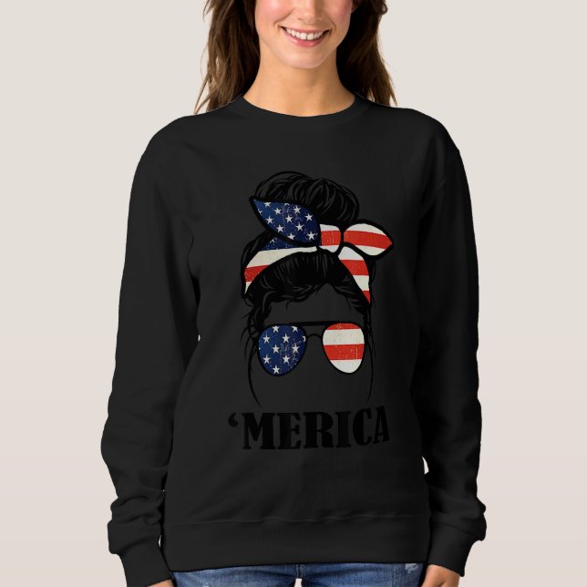 Moletom Merica 4 De Julho Cabelo Com Óculos Ame (Frente)