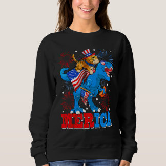 Moletom Merica Cat Rex America Flag Dinosaurs 4th Of July