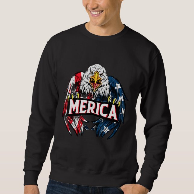 Moletom Merica Eagle 4 De Julho Bandeira Americana (Frente)