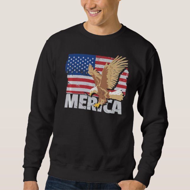 Moletom Merica Eagle E América Dos Eua Flag & Happy 4 De J (Frente)