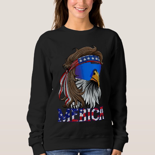 Moletom Merica Eagle Mullet American Flag USA Men 4th Of J (Frente)