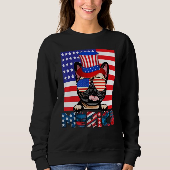 Moletom Merica French Buldog American Flag 4 De Julho Fr (Frente)