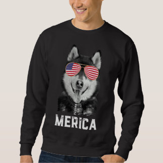 Moletom Merica Funny Siberian Husky Puppy Dog American Fl