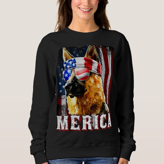Moletom Merica German shepherd American Flag4th de julho (Frente)