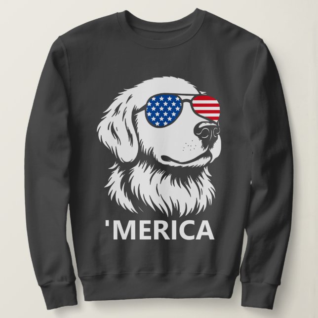 Moletom Merica Labrador Patriótico 4 de julho (Frente do Design)