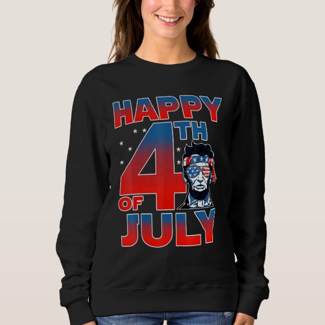 Moletom Merica Lincoln Independence Day Feliz 4 de julho (Frente)