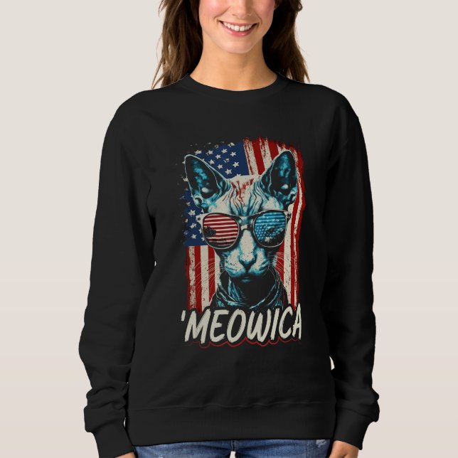 Moletom Merica Patriotic Sphynx Cat Meowica 4th of July Ca (Frente)