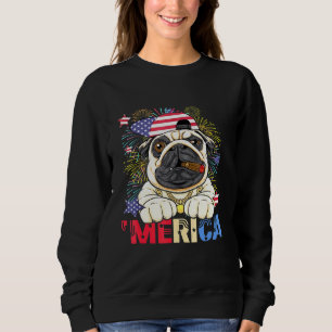Moletom Merica Pug USA Flag Boné Fireworks 4 De Julho Patr