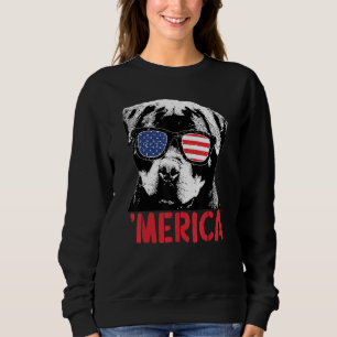 Moletom Merica Rottweiler Dog American Flag Sunglass 4º
