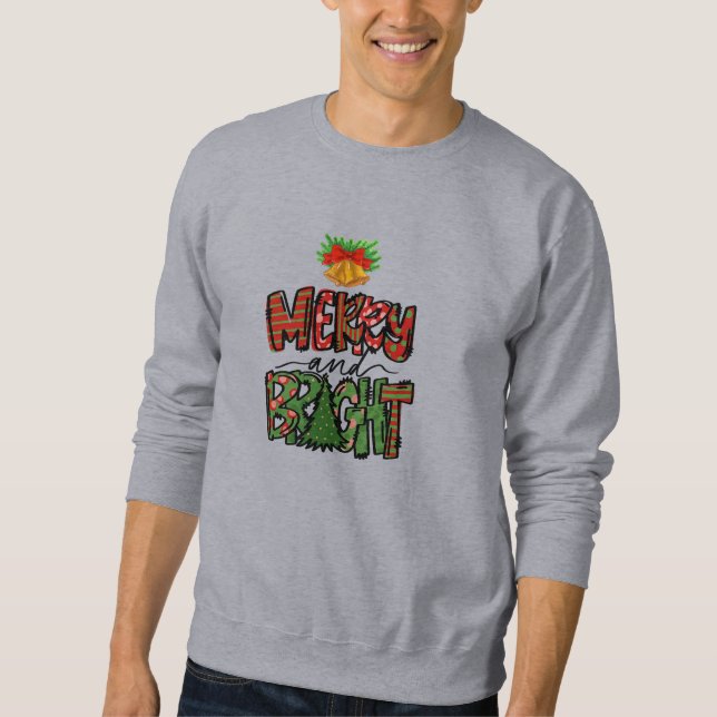 Moletom Merry and Bright Christmas Bells Festive  (Frente)