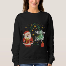 Merry & Bright Santa Xmas Tree Sweatshirt Gift