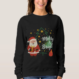 Moletom Merry & Bright Santa Xmas Tree Sweatshirt Gift