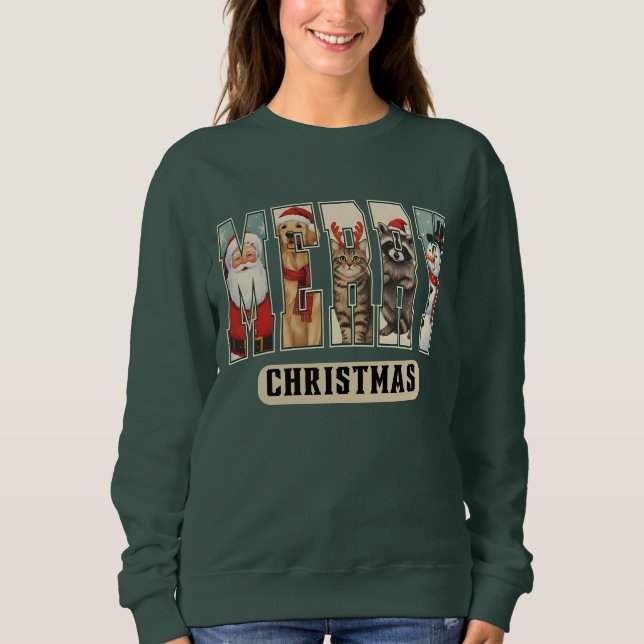 Moletom MERRY Character Collage Christmas Shirt Gift (Frente)