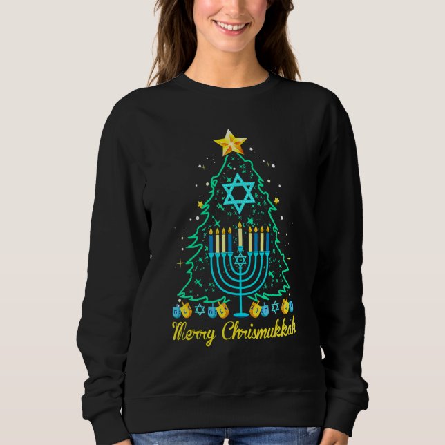 Moletom Merry Christmakkah  Hanukkah And Christmas Tree Li (Frente)