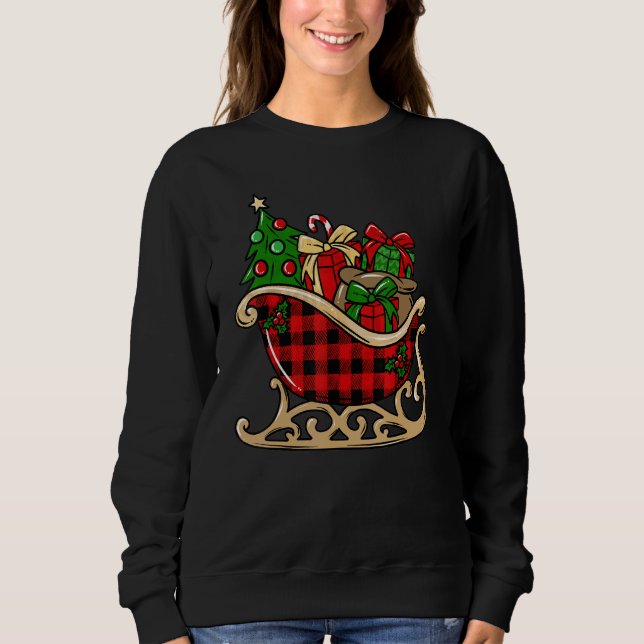 Moletom Merry Christmas  Buffalo Plaid Christmas Sleigh (Frente)