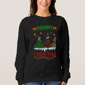 Moletom Merry Christmas Cute Snake Xmas Leopard Plaid Sant