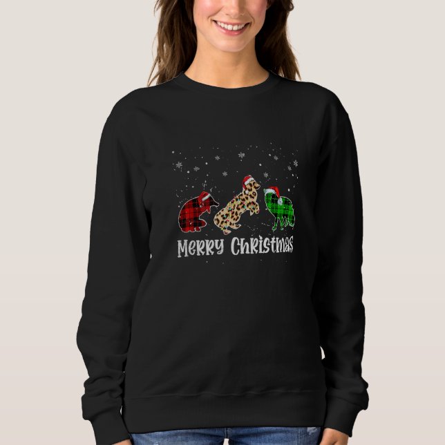 Moletom Merry Christmas Fox Animals Leopard Buffalo Plaid (Frente)