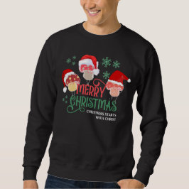 Moletom MERRY CHRISTMAS MUSHROOMS em Santa Hats