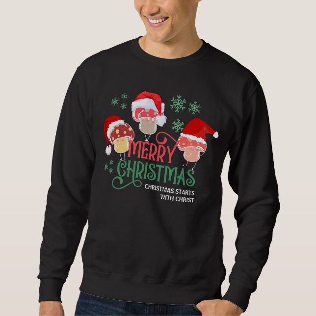 Moletom MERRY CHRISTMAS MUSHROOMS em Santa Hats (Frente)