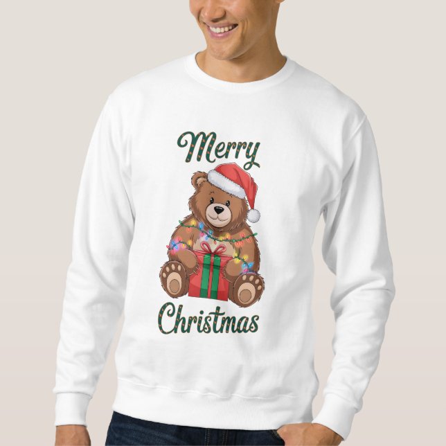 Moletom Merry Christmas - Ourson et cadeau de noël (Frente)