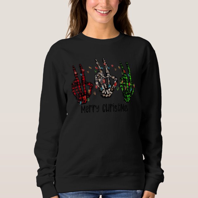 Moletom Merry Christmas Peace Skeleton Hand Peace Xmas (Frente)