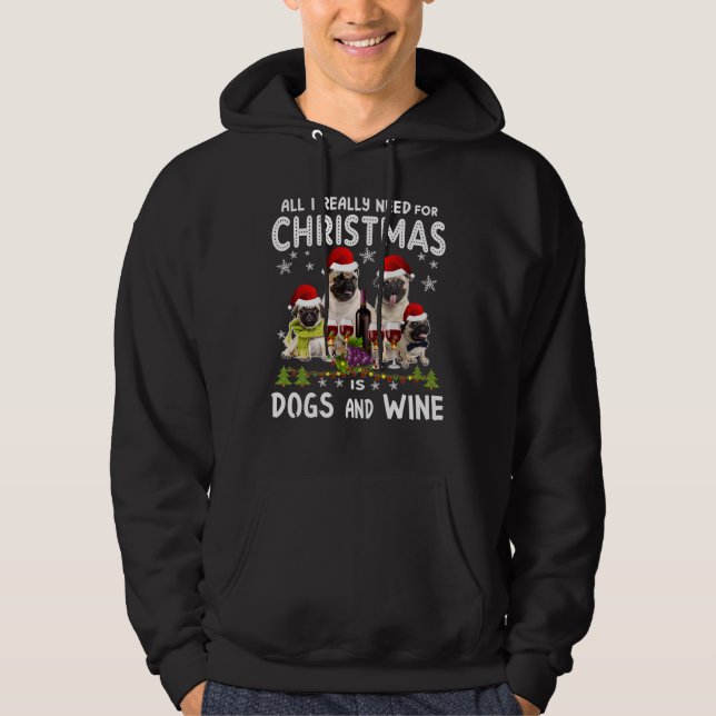 Moletom Merry Christmas Pug &amp; Wine Essential T-Shirt 2 (Frente)
