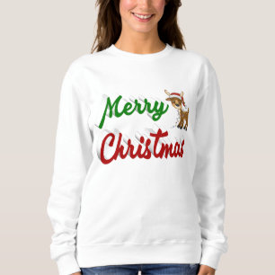 Moletom Merry Christmas Reindeer red green script