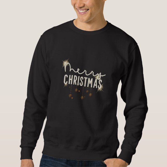 Moletom Merry Christmas Typography Holiday Sweatshirt (Frente)