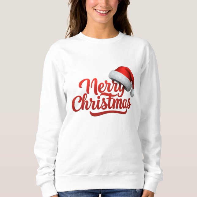 Moletom Merry Christmas White sweatshirt gift (Frente)