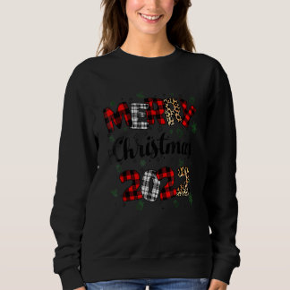 Moletom Merry Christmas Xmas 2022 Red Plaid Leopard Santa