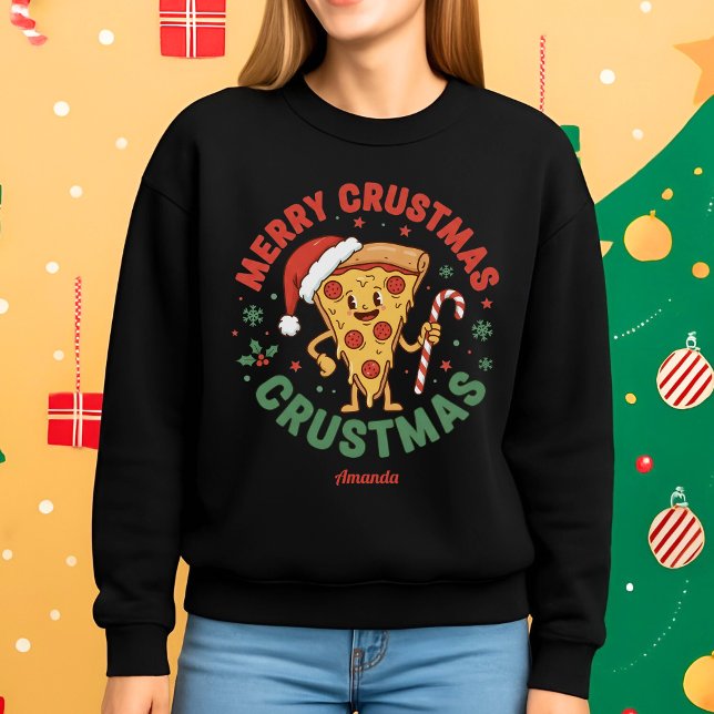 Moletom Merry Crustmas Funny Pizza Christmas Sweatshirt (Criador carregado)