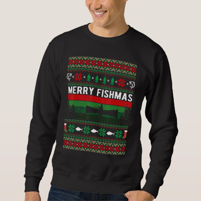 Moletom Merry Fishmas Ugly Christmas Style Xmas Fishing (Frente)