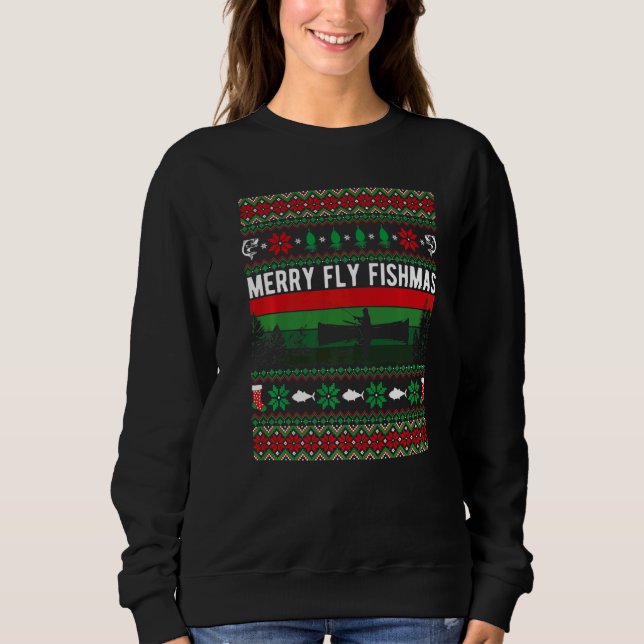 Moletom Merry Fly Fishing Fishmas Ugly Christmas Style Xma (Frente)