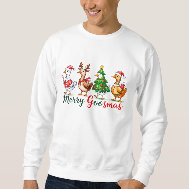 Moletom Merry Goosmas Christmas Funny Goose Tri-Blend Shir (Frente)