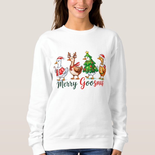 Moletom Merry Goosmas Christmas Funny Goose Tri-Blend Shir (Frente)