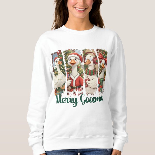 Moletom Merry Goosmas Cute Brushstroke Goose Christmas (Frente)
