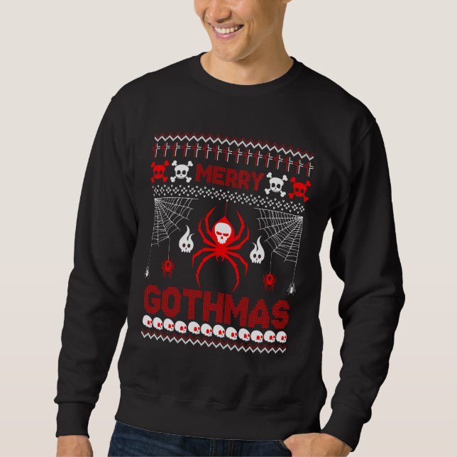 Moletom Merry Gothmas Goth Christmas Ugly Sweater Spider (Frente)