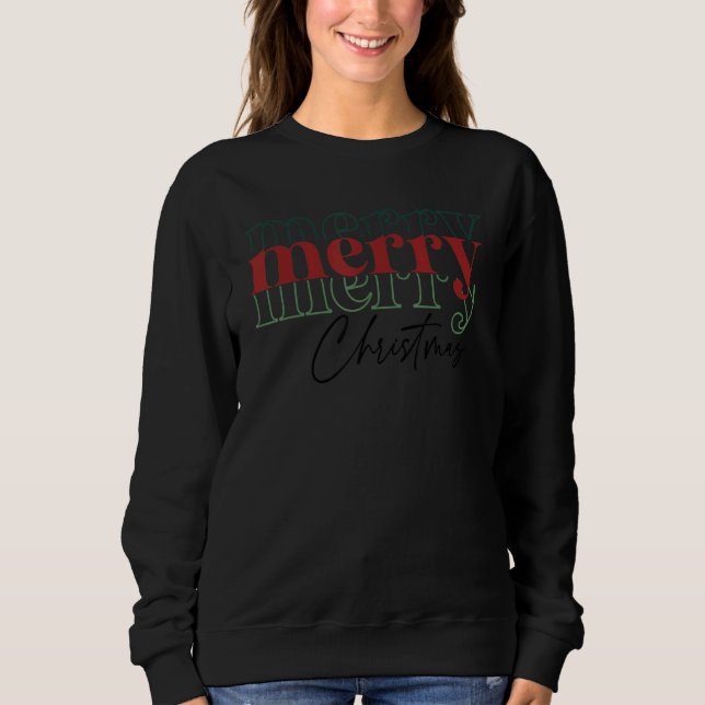 Moletom Merry Merry Merry Christmas Retro Christmas  For W (Frente)