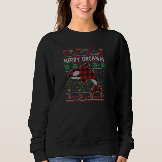 Moletom Merry Orcamas Christmas Sweater Orca Killer Whale  (Frente)