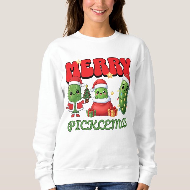 Moletom Merry Picklemas Funny Christmas Pun Cute Pickle (Frente)