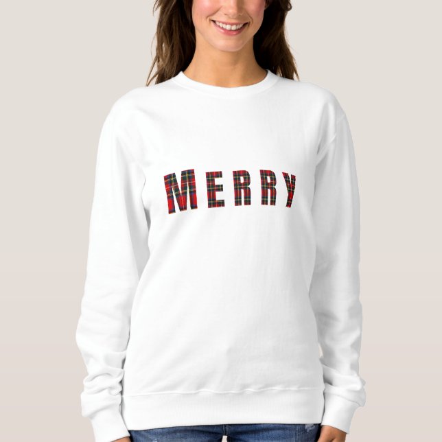 Moletom MERRY Royal Stewart Red Christmas Plaid (Frente)