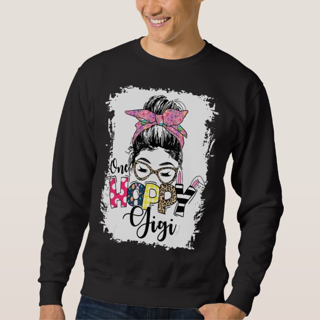 Moletom Messy Bun Bunny One Hoppy Gigi Leopard Happy Easte (Frente)