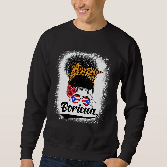 Moletom Messy Bun Hair Boricua Puerto Rico Puerto Rican Fl (Frente)