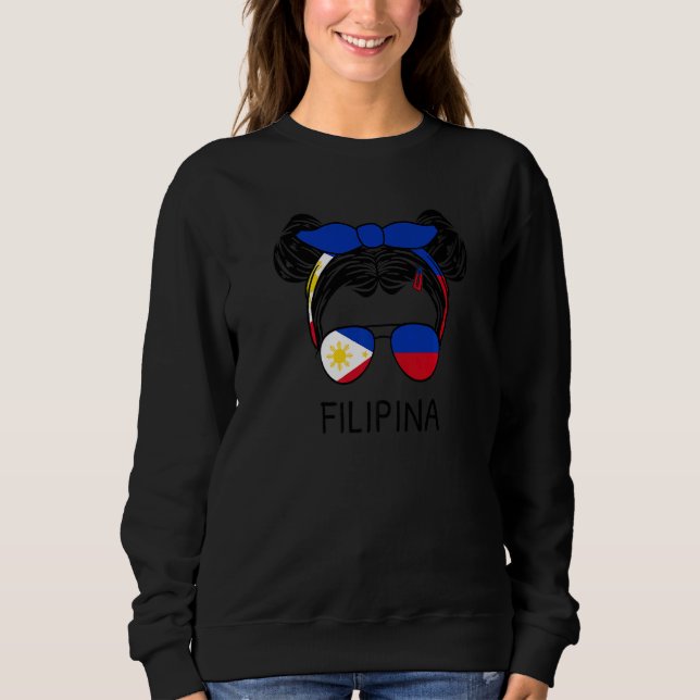 Moletom Messy Hair Filipina Girl Philippines Pride Women L (Frente)