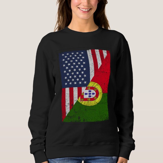 Moletom Metade da bandeira dos EUA metade da bandeira de P (Frente)