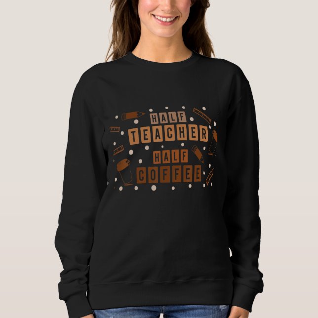 Moletom Metade Retro Groovy Professor Metade Café Feliz Pr (Frente)
