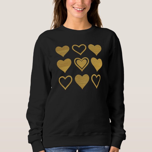 Moletom Metallic Gold Accent Hearts Valentine’s Gift (Frente)